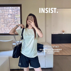 IN黒科学技術軽酸素3.0スポーツスーツ女性夏通気ランニング速乾屋外半袖パンツ