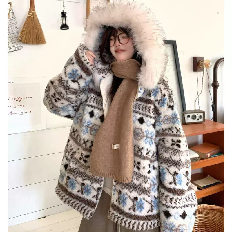 羊羔毛外套女加绒加厚羊羔毛外套女宽松2025年新款冬季保暖棉衣