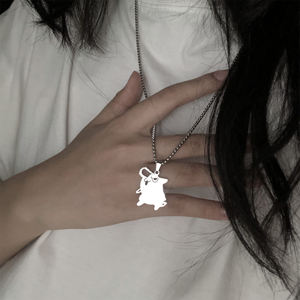 Japanese and Korean Titanium Steel Chainsaw Man Po Chita Pendant pochita Necklace Creative Cartoon Peripheral Cute Pendant
