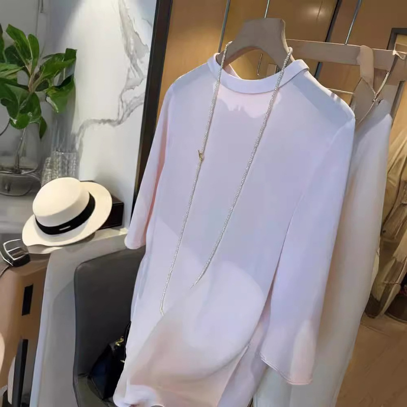 Ask Jane to be gentle in her eyes! Charming and Elegant Light Pink Top 2024 Summer Shirt