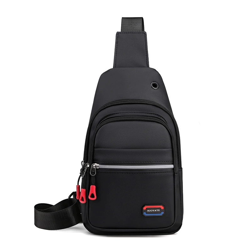 Black chest bag, one-shoulder bag, backpack for leisure, oxford cloth