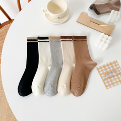 Socks Girl Knee-High Socks Autumn Pure Cotton Ins Trendy Outerwear Viral Knee-High Sports Socks Winter Cotton Socks