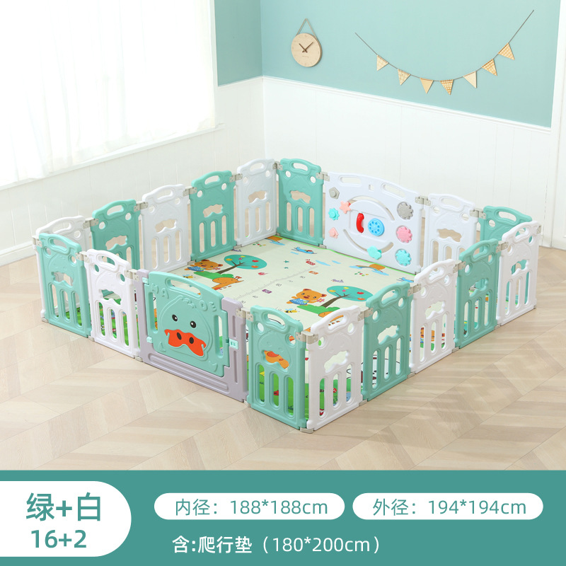 2+16+ crawling mat green and white