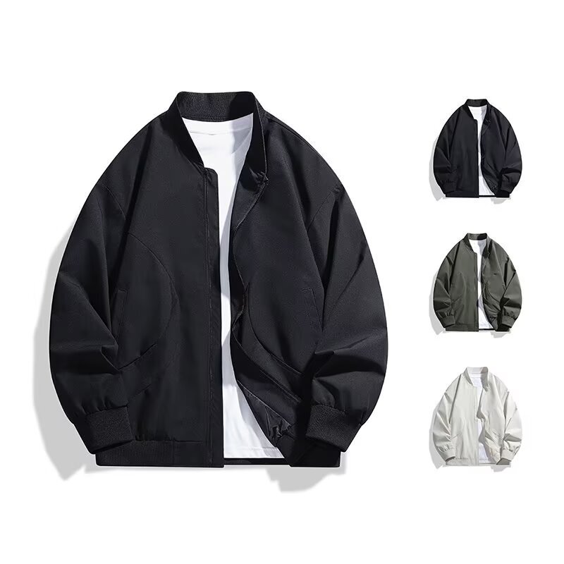 Spring Autumn Winter Light Mature Style Aviator's Vertical Collar Jacket Men's American Style Fashionable Loose plus size High-end Baseball Suit Jacket
