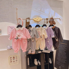 2025新款宝宝卫衣套装 POLO领休闲女童立体装饰两件套中小童