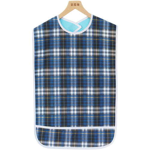 Double-layer lattice bib for the elderly, water and oil barrier, adult bib, dining apron, dining pocket, large pocket