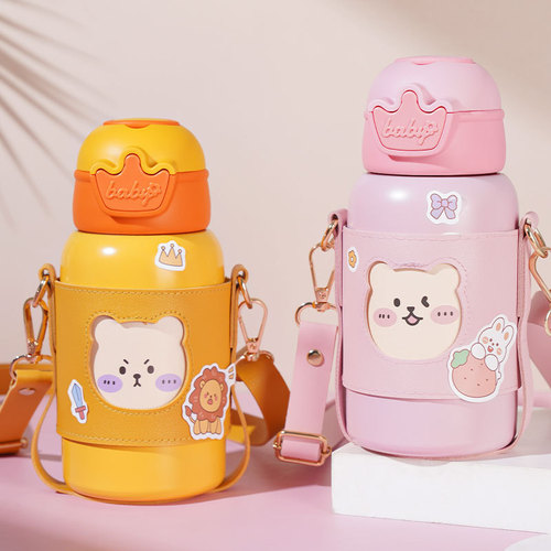 Food Grade 316 Children's Insulated Cup with Straw Water Cup Girl Elementary School Student Dedicated Baby Cute Water Bottle