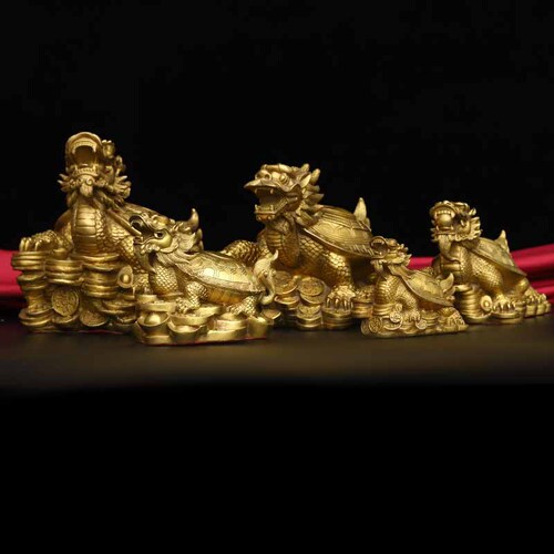 Brass Dragon Turtle Ornaments Brass Living Room Office Bagua Dragon Head Turtle Copper Divine Beast Auspicious Ornaments Copper Crafts