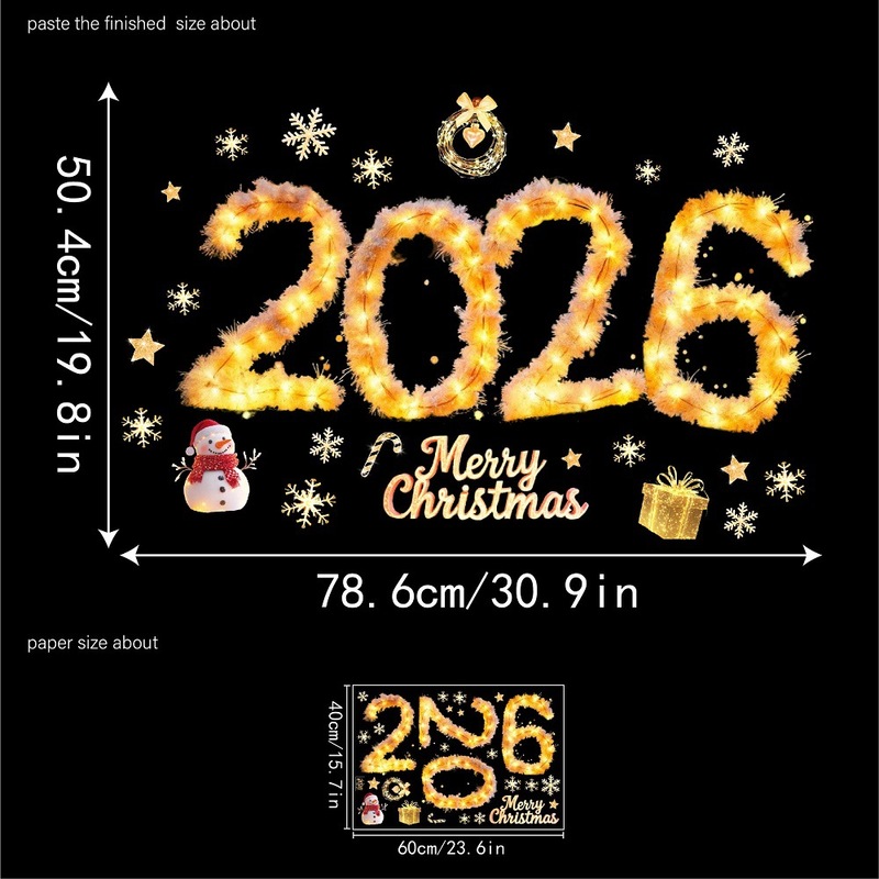 2026 工場直販クロスボーダークリスマス装飾ライトヘラジカガラスステッカーショップガラス窓静電卸売|undefined