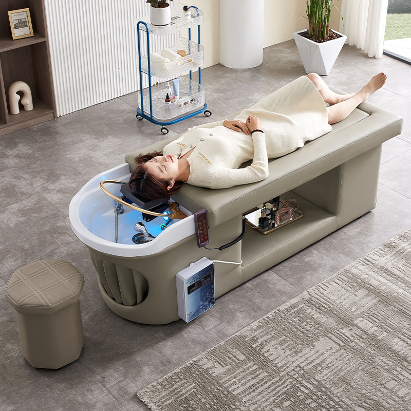 Cama de fisioterapia de moxibustión de cuerpo entero sin humo, fumigación de medicina tradicional china en la cabeza de la cama de moxibustión, tratamiento de agua y lavado de cabello circulante, especial para salón de belleza
