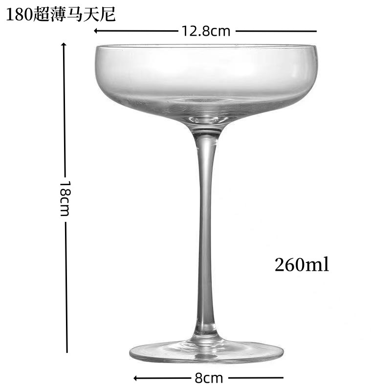 Copa de cóctel Margaret japonesa Copa de torre de cristal de patas altas Copa de cóctel de bar Copa de vino de frutas Martini