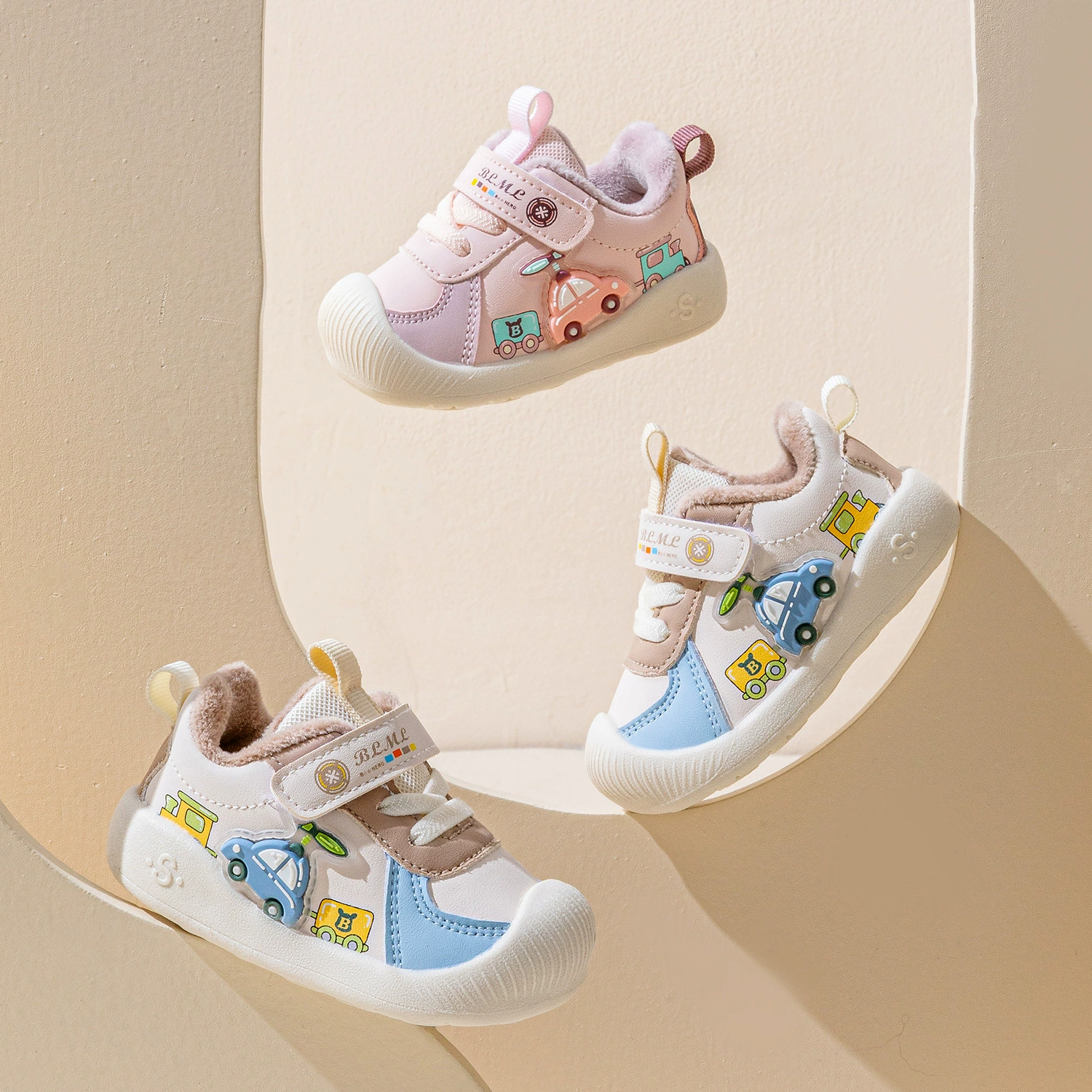 Зимой 2024 новый мультфильм мужской пол второй хлопчатобумажная обувь нескользящая детская обувь женская ступенчатая обувь мягкая подошва бархатная ватная обувь оптом