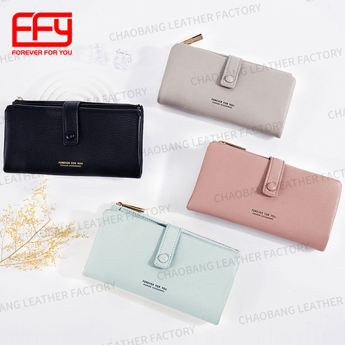 Cross-border new simple style trendy women's mid-length wallet solid color retro multi-card slot multi-function wallet bag for women