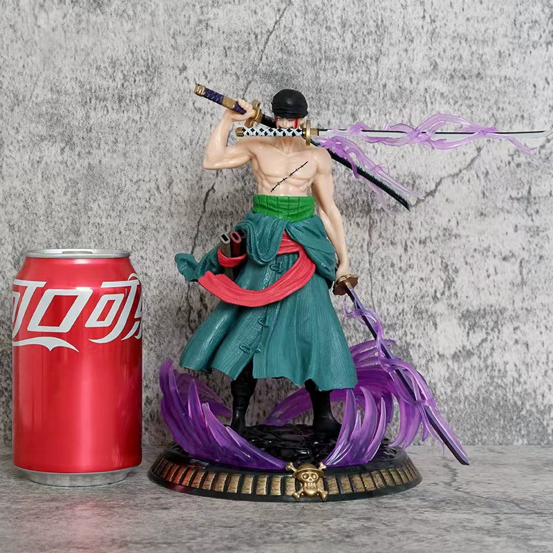 Фигура-анимация One Piece, маленькая покерная фантазия крови Зоро, трехлезвийный поток двусторонняя сцена статуя, коробочная фигурка модель
