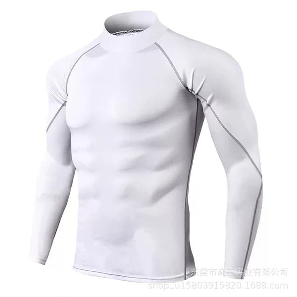 Cross-border European and American size in stock fitness slim outdoor sports high elasticity quick-drying yoga cycling training high collar long sleeve