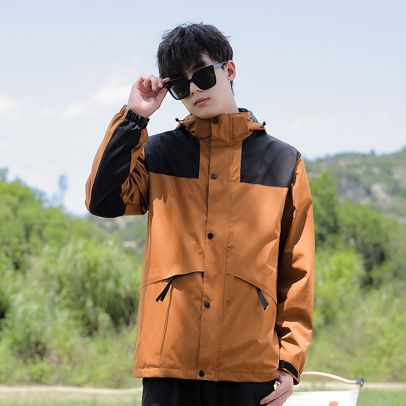 Chaqueta al aire libre para hombres y mujeres tres en uno desmontable de dos piezas impermeable y transpirable forrado de vellón engrosado traje de Montañismo senderismo