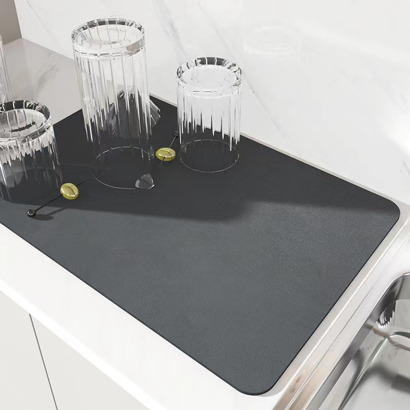 Cross-border wholesale solid color kitchen countertop drain mat household dining table heat-resistant insulation bar bowl and plate drying mat