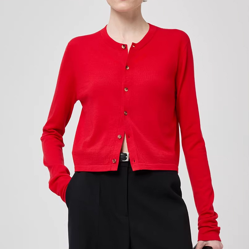 Kei Spring/Summer Collection: Lightweight, Washable, Ultra-Fine Merino Knit Short Cardigan for Layering