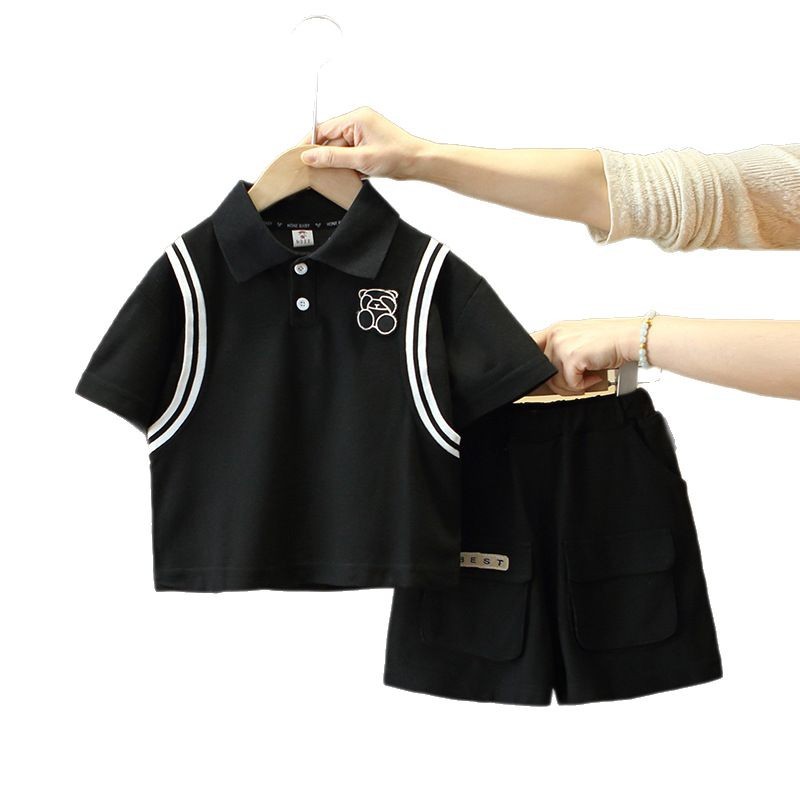 7956 Traje para niños Deportes y ocio Ropa para niños Niños 2025 Nuevo traje de dos piezas de moda coreana de verano para bebés