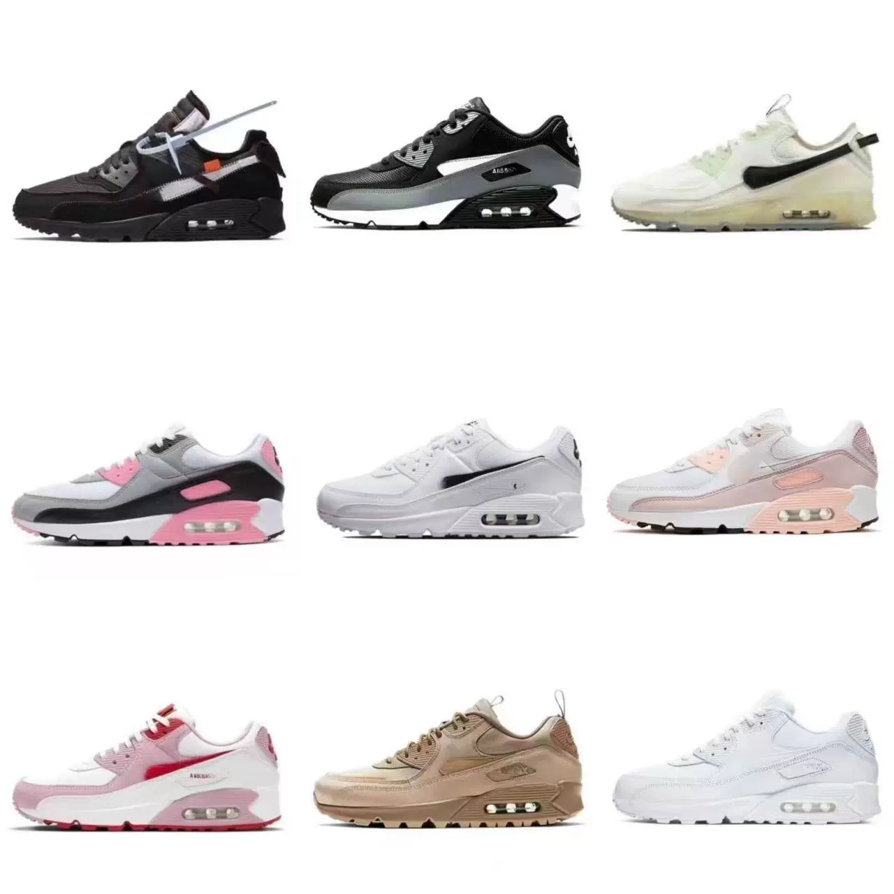 Foreign Trade Putian Air Max90 Retro Fashion Mesh Breathable Non-Slip Low-Top Casual Running Shoes for Men and Women