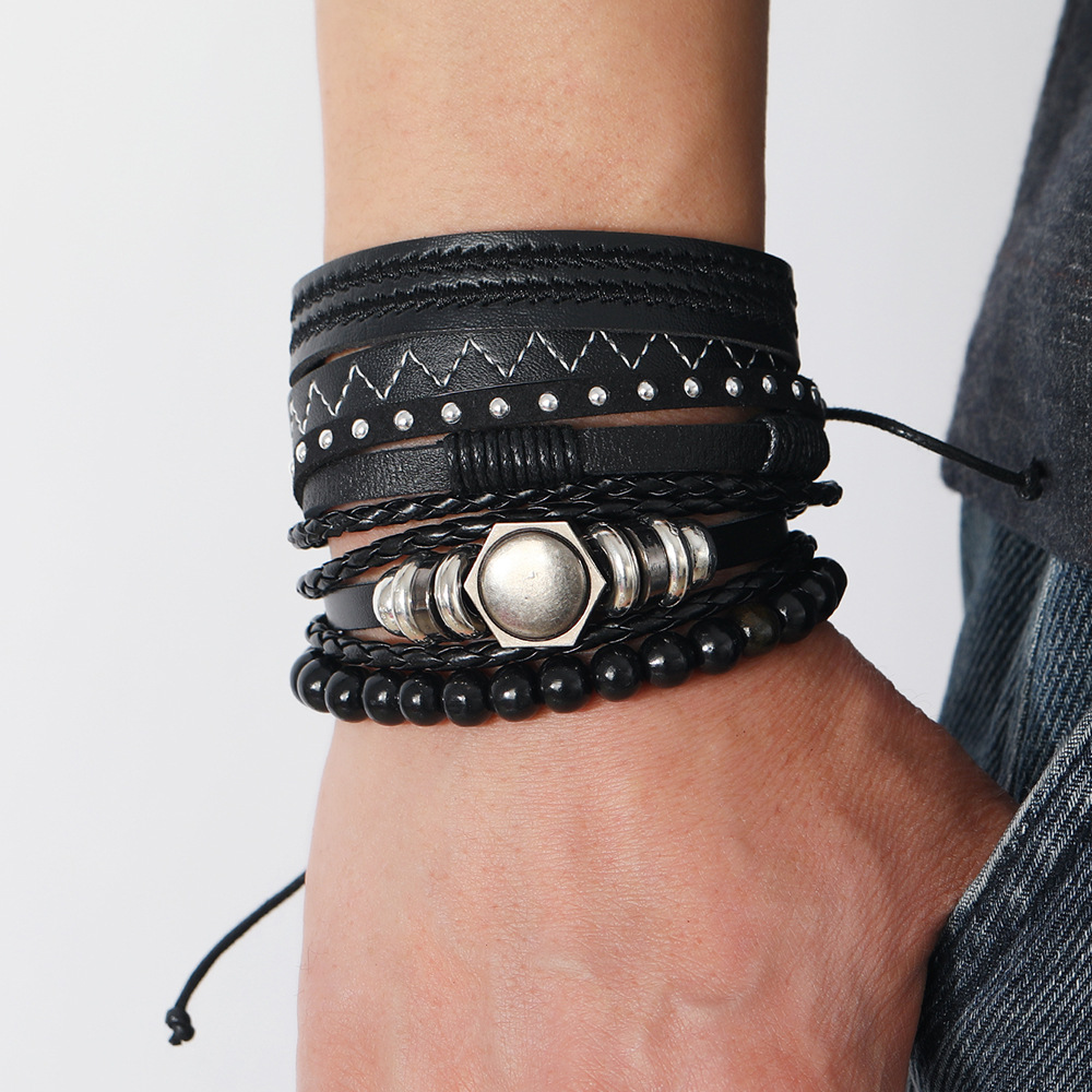 Fashion Geometric Pu Leather Knitting Unisex Bracelets