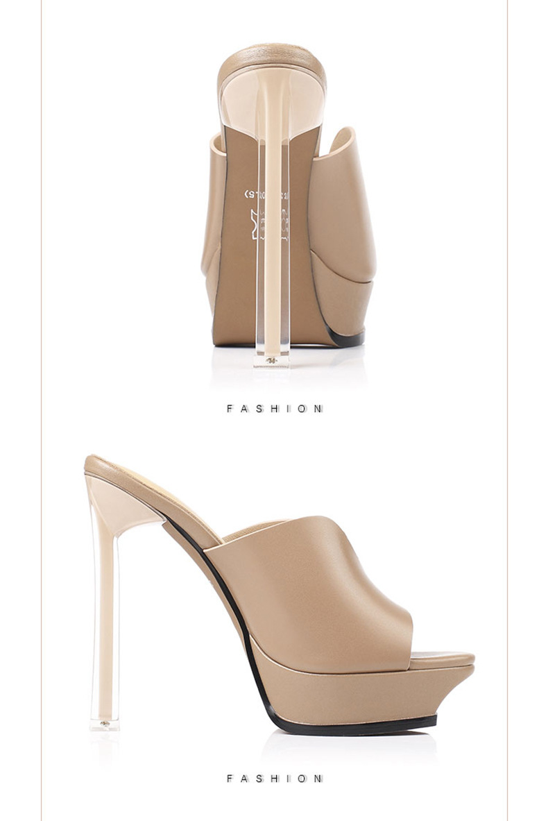 Sandal cao gót nữ hở mũi đế xuồng chống thấm, gót pha lê thời trang — Màu đen chi tiết 22