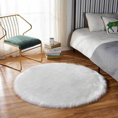 Manufacturer cross-border Amazon plush carpet bedroom living room bedside round wool bay window mat pink floor mat
