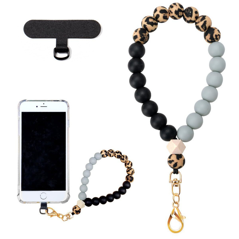 Mixed Color Silicone Beads Mobile Phone Lanyard Leopard Print Silicone Beads Combination Elastic Cord Mobile Phone Chain 15mm Silicone Beads Mobile Phone Chain Mixed Color Silicone Beads Mobile Phone Lanyard Leopard Print Silicone Beads Combination Elastic Cord Mobile Phone Chain 15mm Silicone Beads Mobile Phone Chain