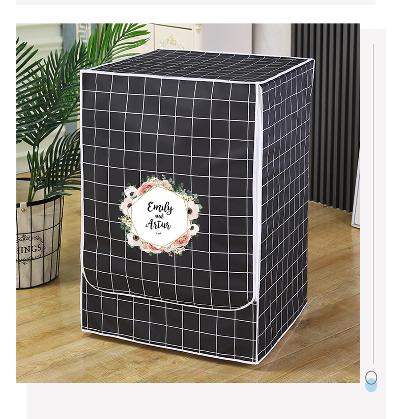 滚筒洗衣机防尘罩,卡扣设计日常家用拉链前开盖卫生防潮隔脏防尘布