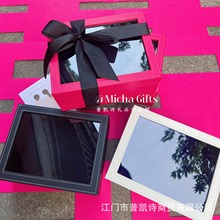 现货高档皮革礼品盒空盒开窗生日伴手礼盒伴手礼商务活动礼盒