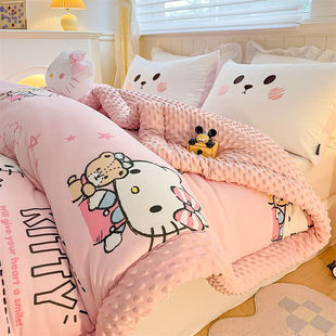 Cartoon Doudou Quilt Baby Blanket Doudou Velvet Small Blanket Thickened fleece-lined Winter Spring and Autumn Quilt Quilt Core
