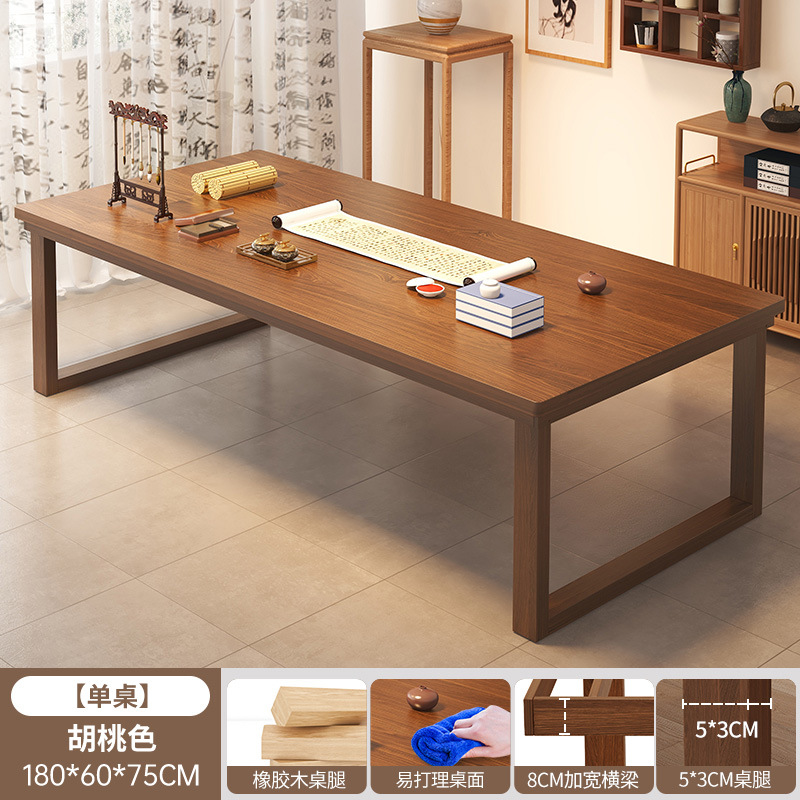 Mesa de tablero grande de madera maciza para uso doméstico en la sala de estar, escritorio largo, escritorio simple, banco de trabajo, escritorio de estudio de lectura para varias personas