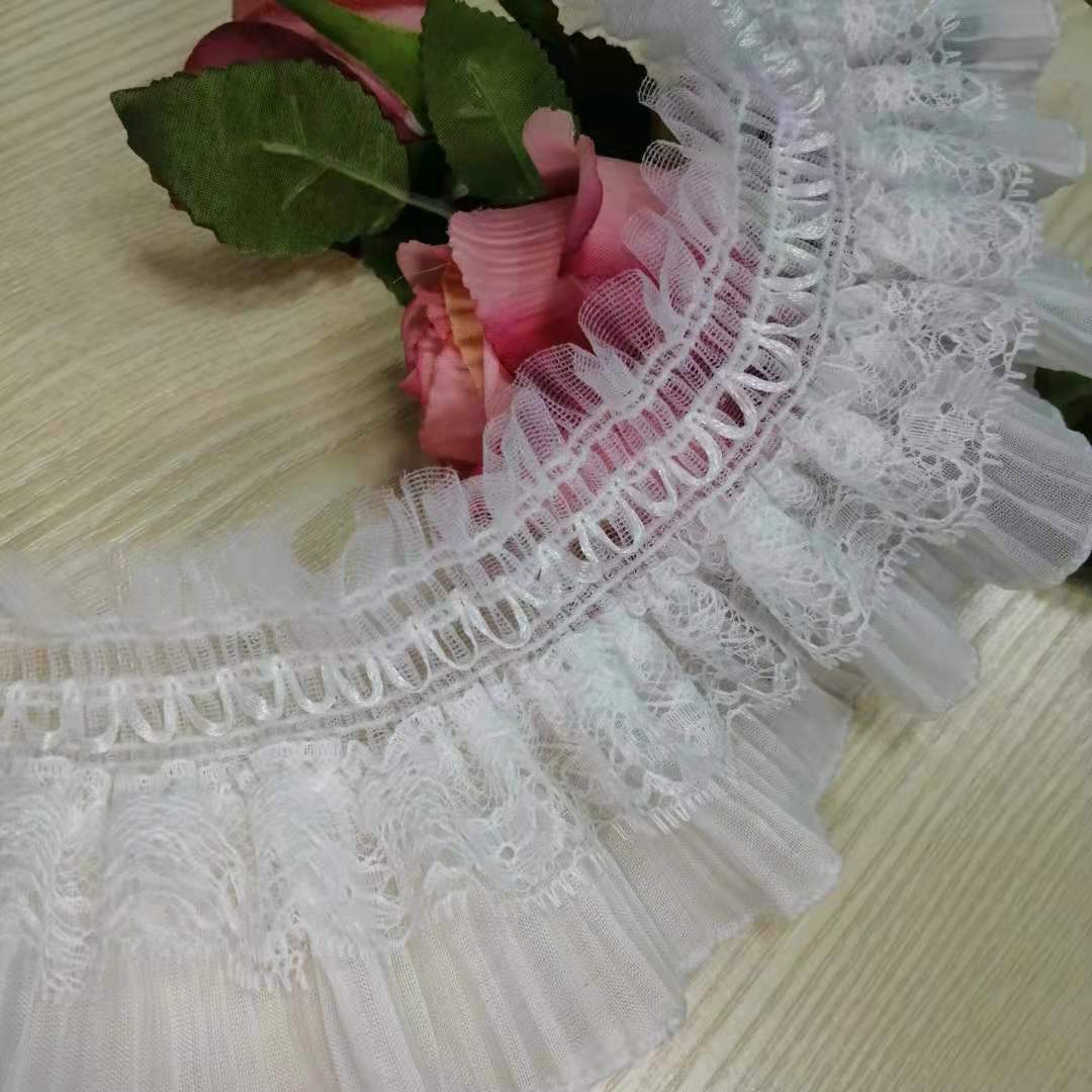 小香风弹力百褶花边松紧缩褶压褶蕾丝现货批发服装玩具饰品辅料