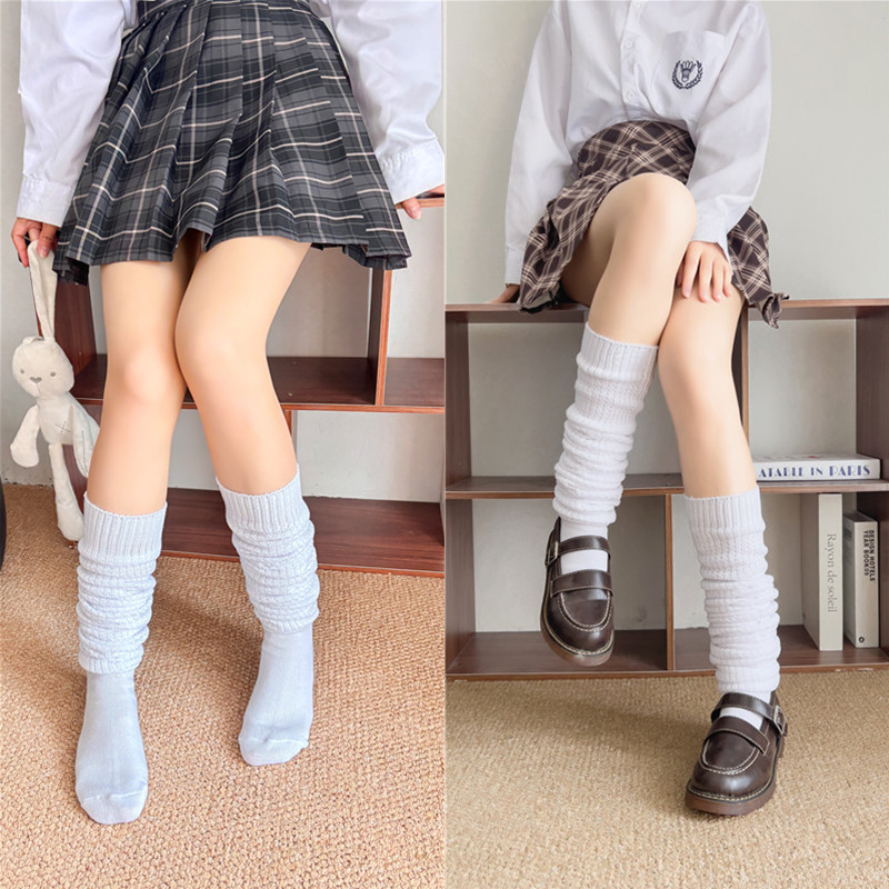 Elephant Socks Japanese Style JK Lengthened High Barrel White Pile Socks Academic Style Knee-high Caule Socks Over-knee Stockings for Women