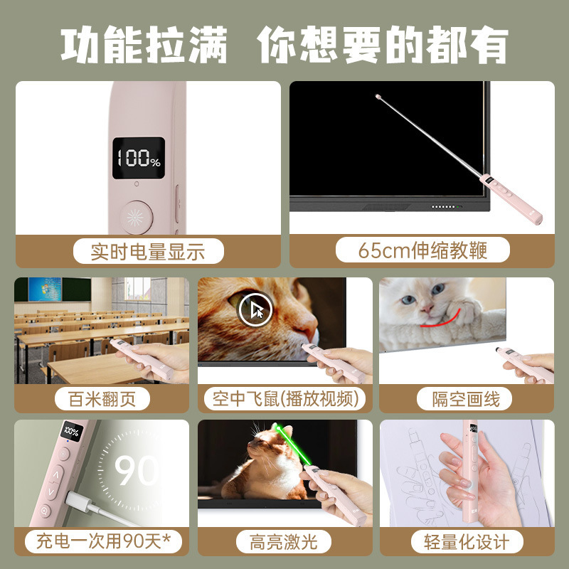 源工場欧拜欧小喵T10Sプレゼンター用ペン、教師用多機能拡大鏡、カウントダウン機能付きレーザー|undefined
