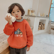 加工定制冬季新款童装女童加绒卫衣儿童加厚套头衫男童圆领上衣