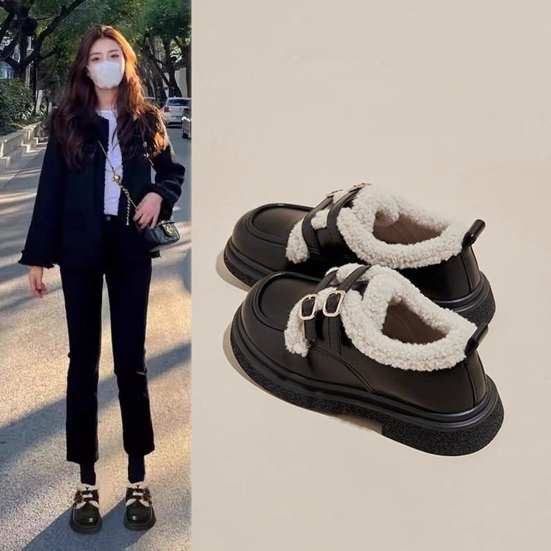 Japanese winter fashionable insulated keep warm shoes platform