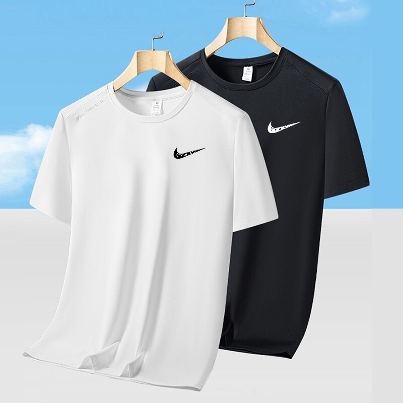 Cross-Border Men's Summer Short-Sleeved Men's T-Shirt New Style Loose Trendy Large Size Sports Quick-Drying Ice Silk T-Shirt Top for Men Cross-Border Men's Summer Short-Sleeved Men's T-Shirt New Style Loose Trendy Large Size Sports Quick-Drying Ice Silk T-Shirt Top for Men