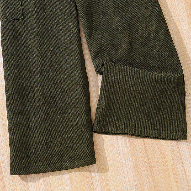 Girls' overalls set Korean version autumn and winter new item, mid size sleeved knitted sweater long pants two-piece_voghion.com