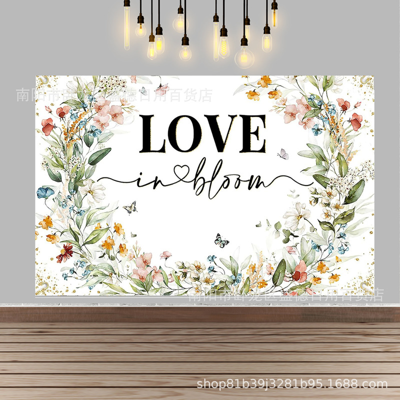 Flower Blooming Valentine's Day Anniversary Party Photography Background Cloth Bridal Shower Party Photo Decoration Banner Flower Blooming Valentine's Day Anniversary Party Photography Background Cloth Bridal Shower Party Photo Decoration Banner