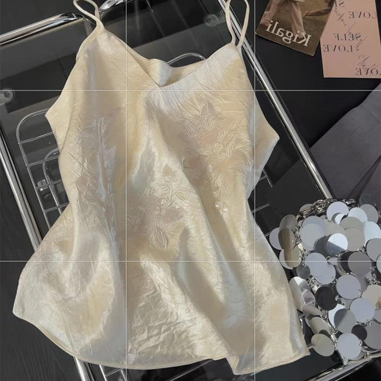 chubby girl extra-large size 150.00kg camisole women's new Chinese retro summer new style elegant V-neck inner top trendy