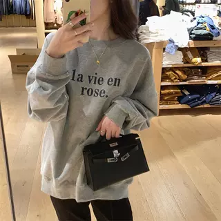 批发2026秋装新款韩版宽松字母印花薄款卫衣女套头长袖学生上衣潮