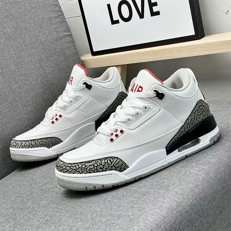 Re-Engraved Version of Aj3 Sneakers, Classic Crack Pattern, Fashionable Color Scheme, Basketball Shoes, Casual and Versatile