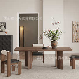 北欧实木餐桌原木餐台网红饭桌设计师书桌洽谈桌办公桌中古风长桌
