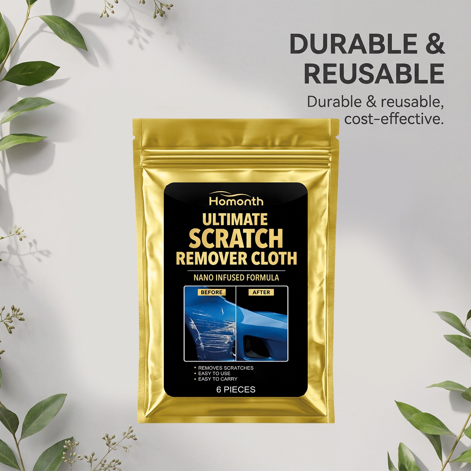 Homonth Car Scratch Care Cloth, Paint and Glass Surface Scratch Cleaning Cloth, Easy to Carry and Portable