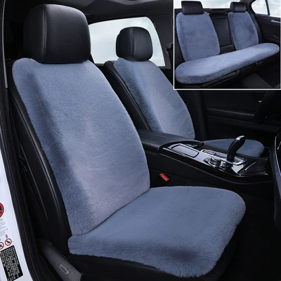 Seat Cushion Winter Imitation Rabbit Fur Wool pad - gray-full-car-set-seven-piece-set