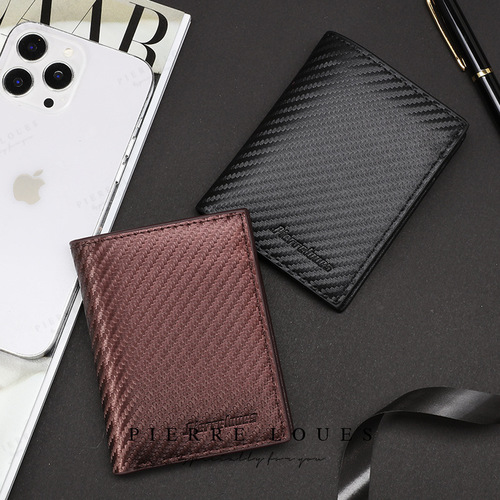 Cross-border supply 2024 new short men's wallet high-end multi-card slot fashionable vertical casual money clip slim wallet