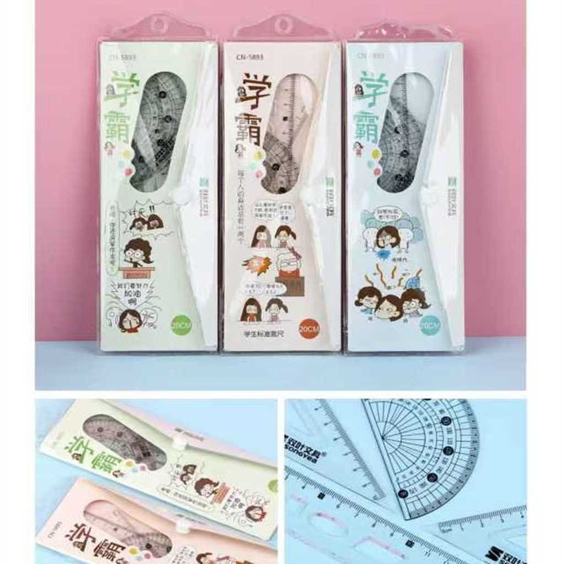工場卸売新しいクリエイティブ透明定規学生定規三角プレート試験絵画 4 ピース定規卸売|undefined