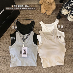 小衆アメリカ運動美背工字ベスト女性2024夏の短い臍を露出して身を修める
