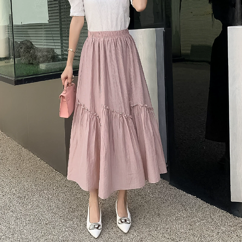 2024 весенне-летняя новая юбка, весенняя женская юбка из серии Tencel Cotton, классическая высококачественная юбка трапециевидной формы средней длины